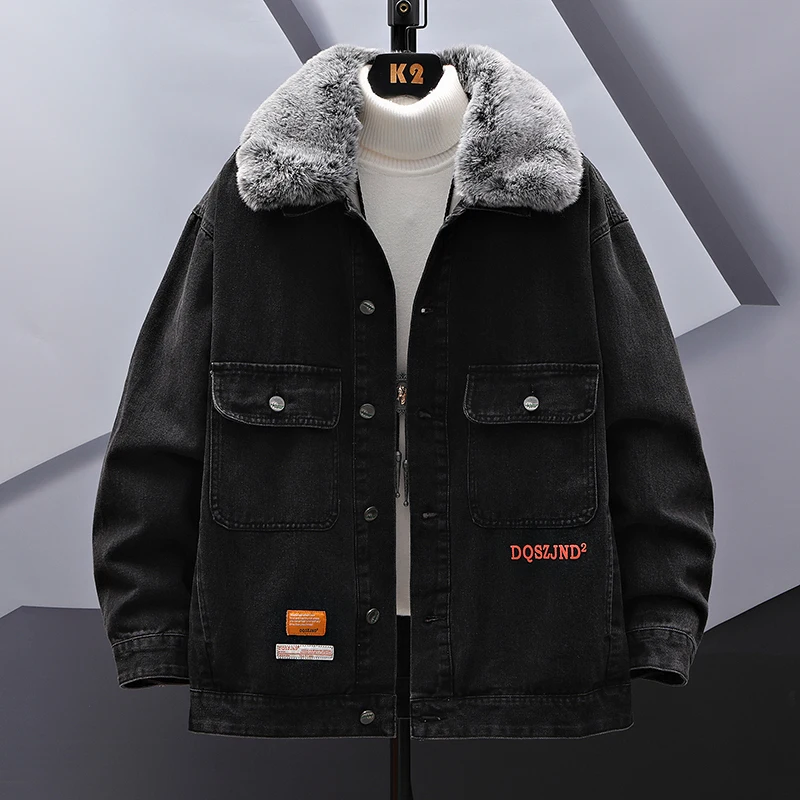 

Men Denim Jacket Men 2023 New Korean Style Fashion Jacket Oversized Windbreaker Blue Casual Solid Color Jacket For Men