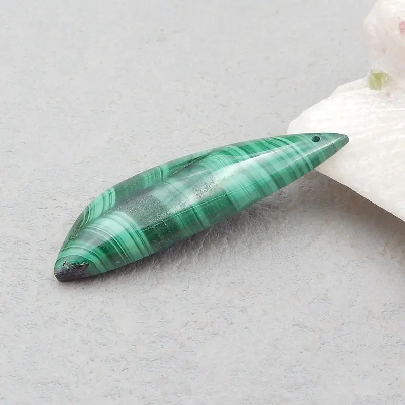 Natural Stone Malachite Gemstone Pendant Bead 50x15x5mm 8g Trendy Pendant Accessories