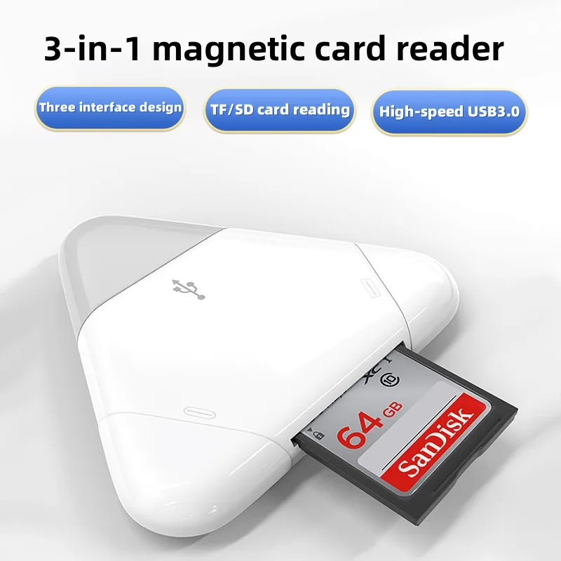 

3.0 Card Reader 3-in-1 Dual Slot Triangular TF/Micro-SD Memory Card OTG Adapter for Mobile Phones