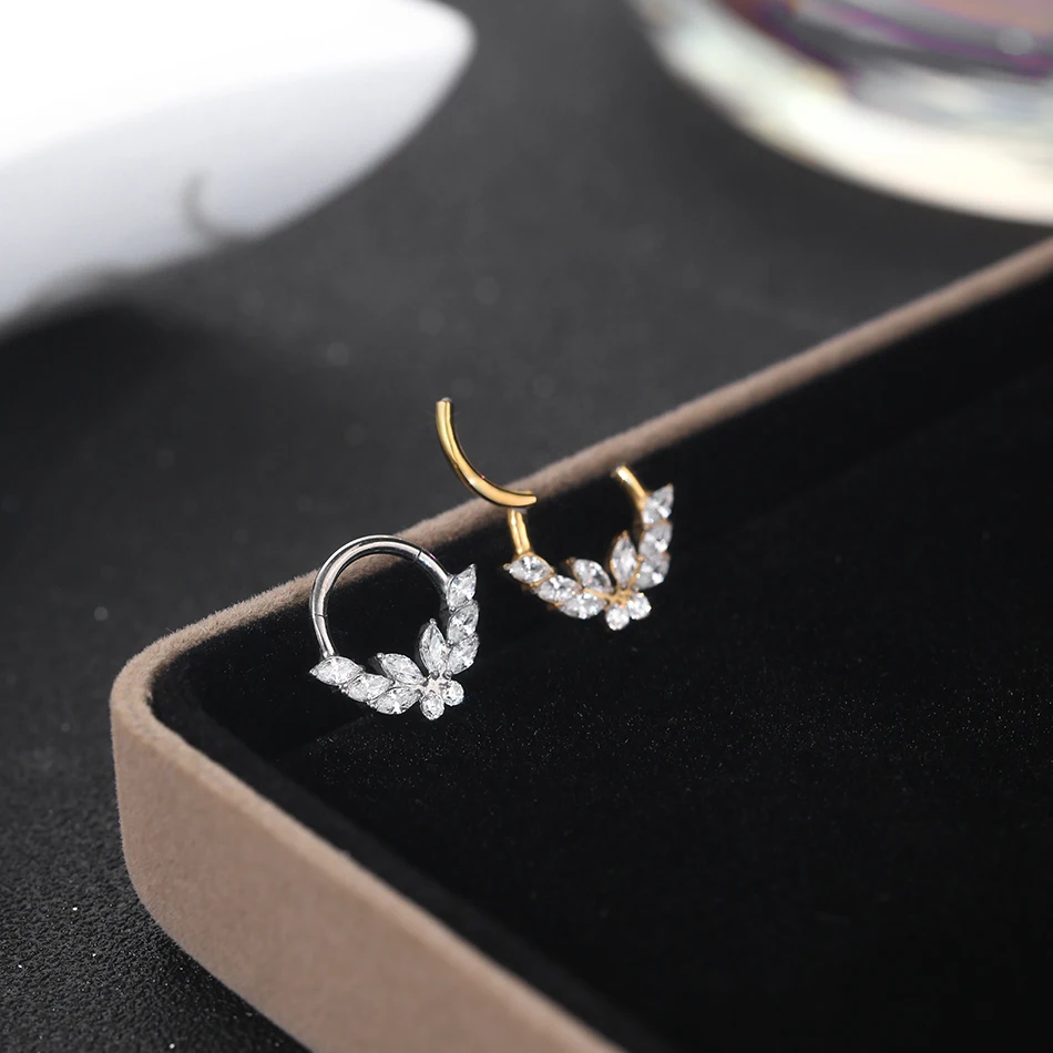 1 Stück Titan Nase Hoop Daith Ohrring Conch Helix Septum Piercing Clicker Segment Helix Rook Ohr Piercings Frauen Körperschmuck 16G – Detail 22