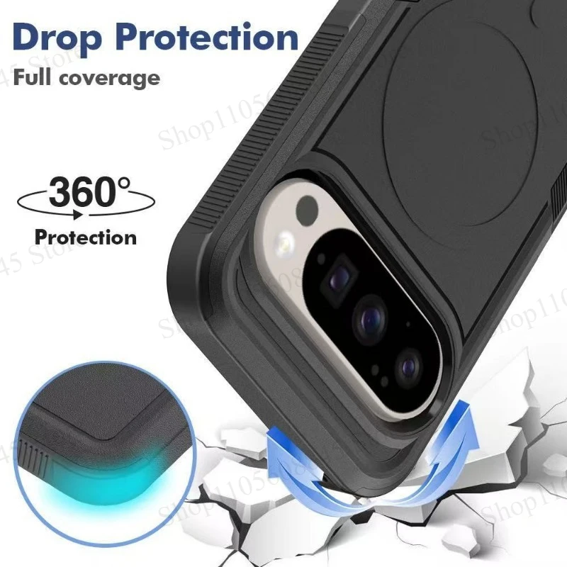 Rugged Shockproof Magnetic Case - Dual-Layer with Wireless Charging Compatibility