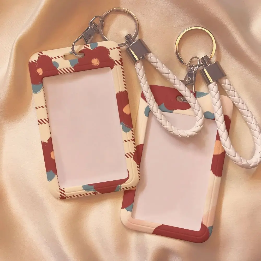 1pcs Women Men Red Flower Business Card Holder Cartoon Cute Pink Credit Card Holders Love Bank ID Holders Badge Cover Case