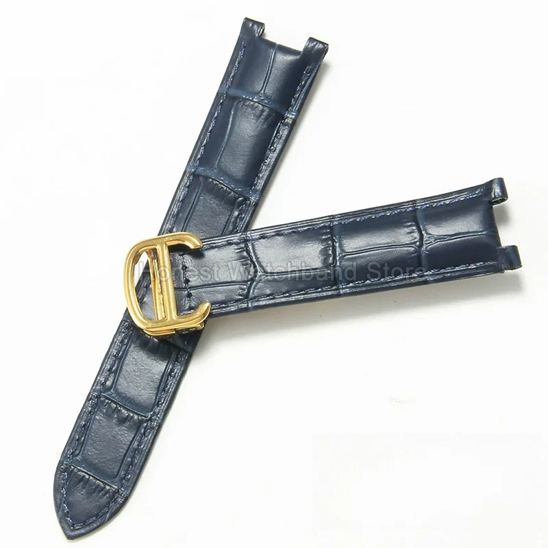 Elegant Genuine Leather Watch Strap with Notched Endpoint Design - Premium Durability and Comfort