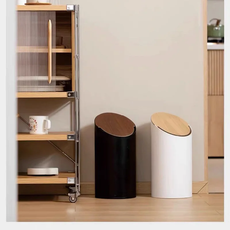 나무 뚜껑 쓰레기통 9L 화장실 쓰레기통 가정용 재활용 쓰레기통 북유럽 홈 장식 욕실 사무실 쓰레기통