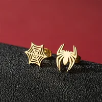 Hiphop Punk Spider Earings Fashion Women Jewelry Small Spider Web Stud Earrings Men Piercing Hallowmas Jewellery Cosplay Gift 1