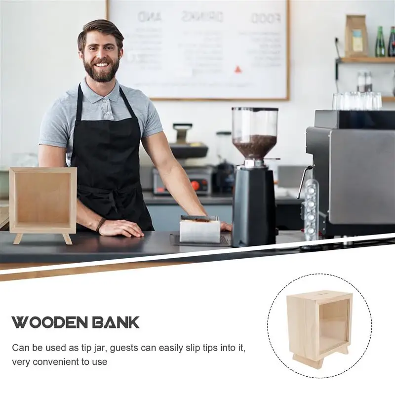 Bank Piggy Money Box Wooden Coin Saving Jar Kids Wood Savings Adults Cash Change case Gift Banks Case Tip storage boxes multiuse 3