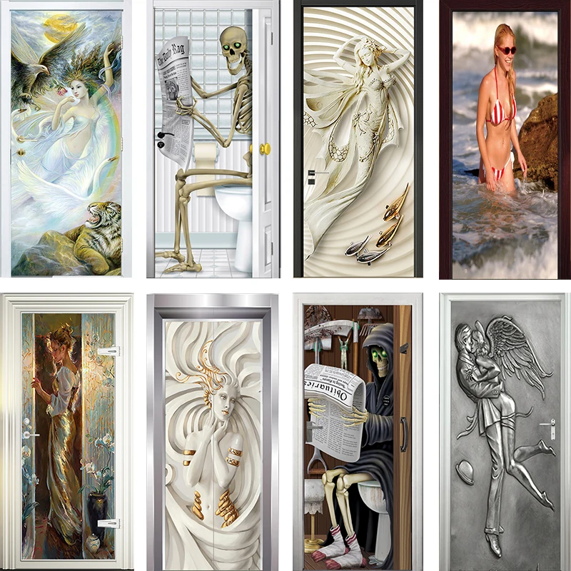 

Creative 3D Art Door Sticker Decoration Bedroom Living Room Waterproof Poster Modern and Minimalist Style Home Decoration Mural