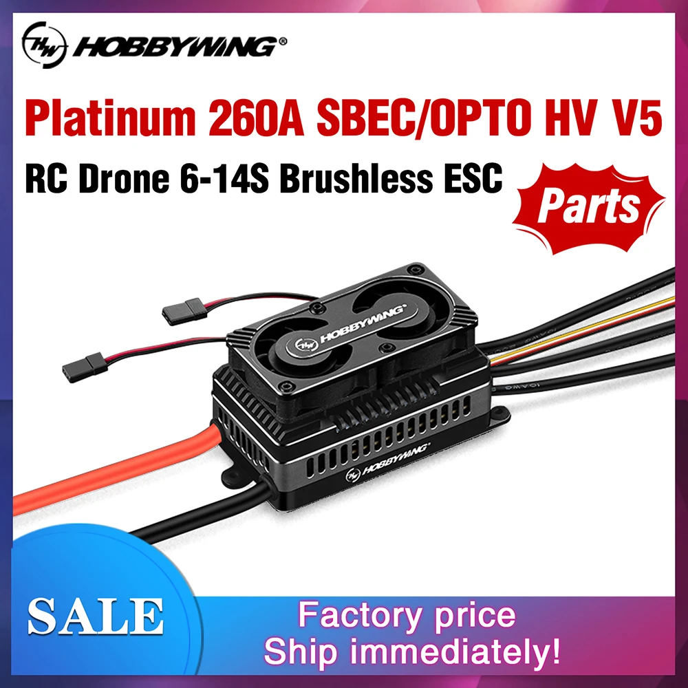 

HOBBYWING Platinum 260A SBEC/OPTO HV V5 ESC 6-14S Lipo бесщеточный контроллер скорости для вертолета класса 700-800/с фиксированным крылом