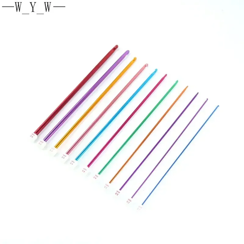 다양한 색상의 알루미늄 UNISIAN AFGHAN 크로셰 후크 니트 바늘 스웨터 바늘, 구슬 뜨개질 크로셰 세트, 2-8mm, 11 개