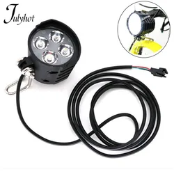Electric Bicycle LED Headlight 12W Waterproof E Bike Front Light Flashlight 4 Lights with Horn for Ebike Bicycle