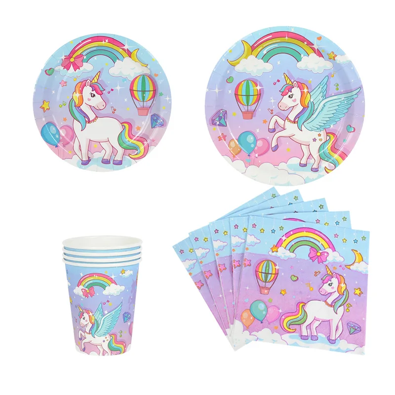 Rainbow Unicorn Standing Balloon Rainbow Unicor Girls Birthday Party Decorations Rainbow Unicorn Tableware Paper Plates Napkins