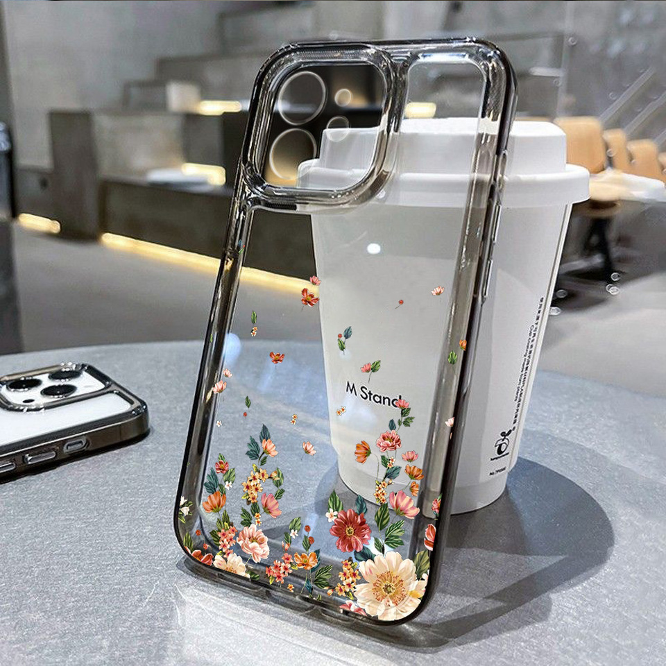 Flower Phone Case For iPhone 16 Pro 13 11 15 12 14 Pro Max XR X XS 7 8 Plus SE Shockproof Transparent Cover Silicone Soft Fundas