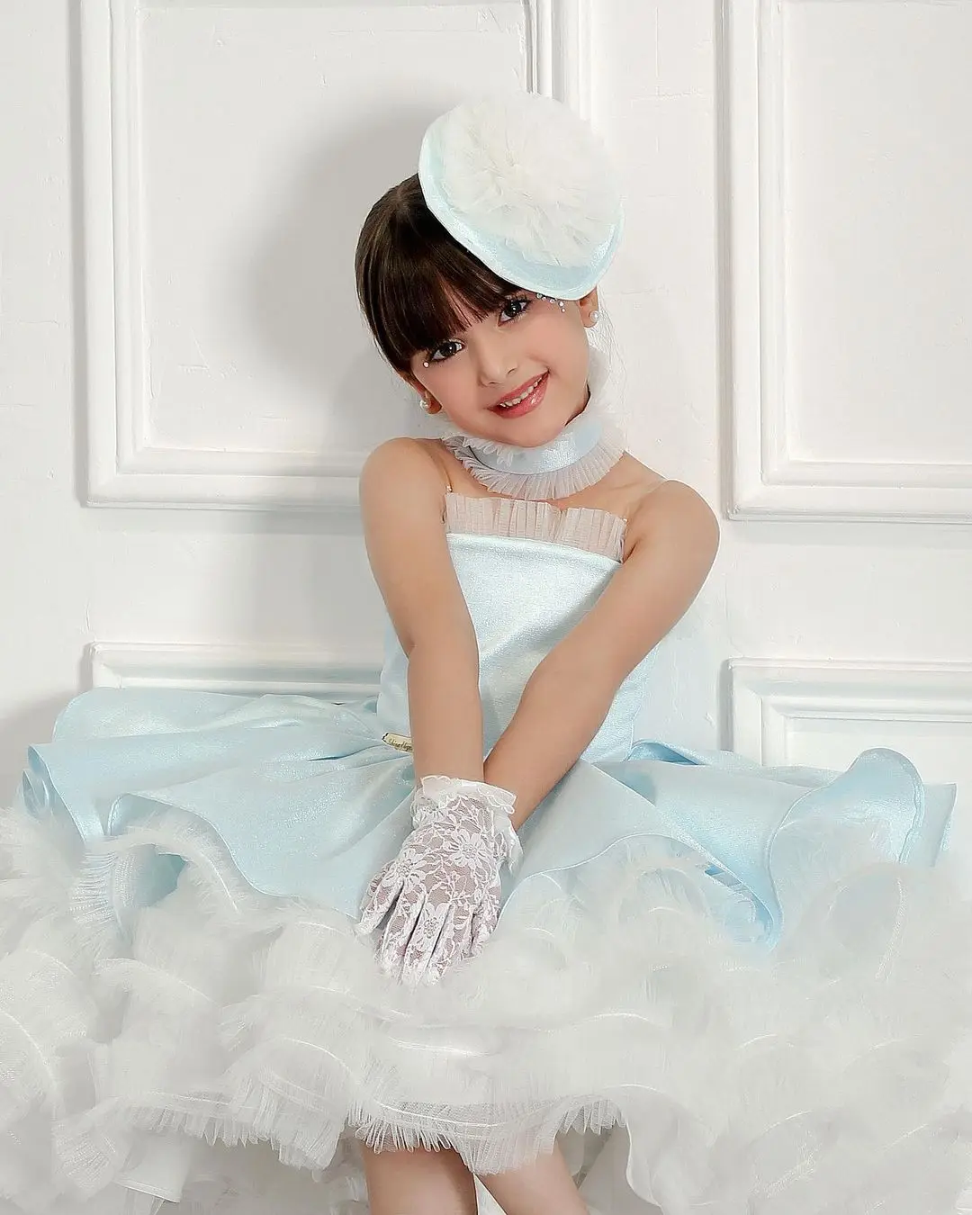 Gdybao Luxury Sky Blue Flower Girl Dress Tulle Puffy Kids Princess Birthday Wedding Party Children Holiday Gown flower girl dresses,girls dresses