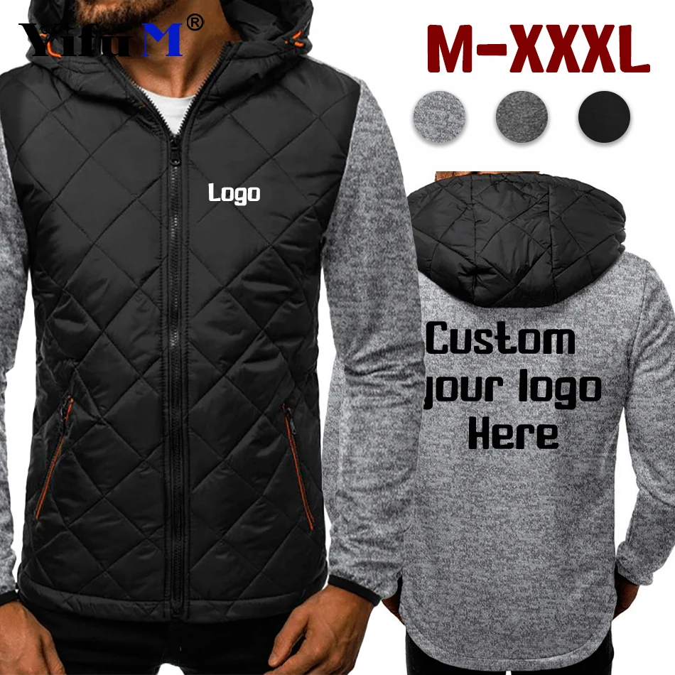 DIY Customized Spring Autumn Mens logo Hoodies For Mens Print Hooded Zipper Jackets Fashion Warm Padded Tops Male Jacket the tiger hoodies men women sweatshirt 3d print animal tracksuit male long sleeve hooded suit funny pullovers