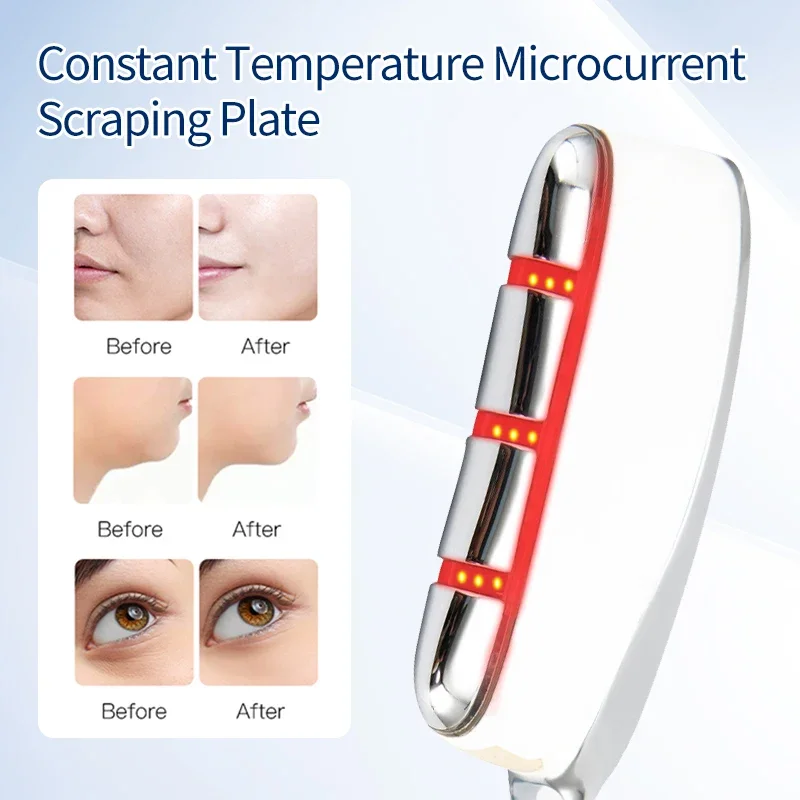 Facial EMS Dredging Meridians and Tightening Electric Constant Temperature Micro Current Scraping Board V-face Massage Brush