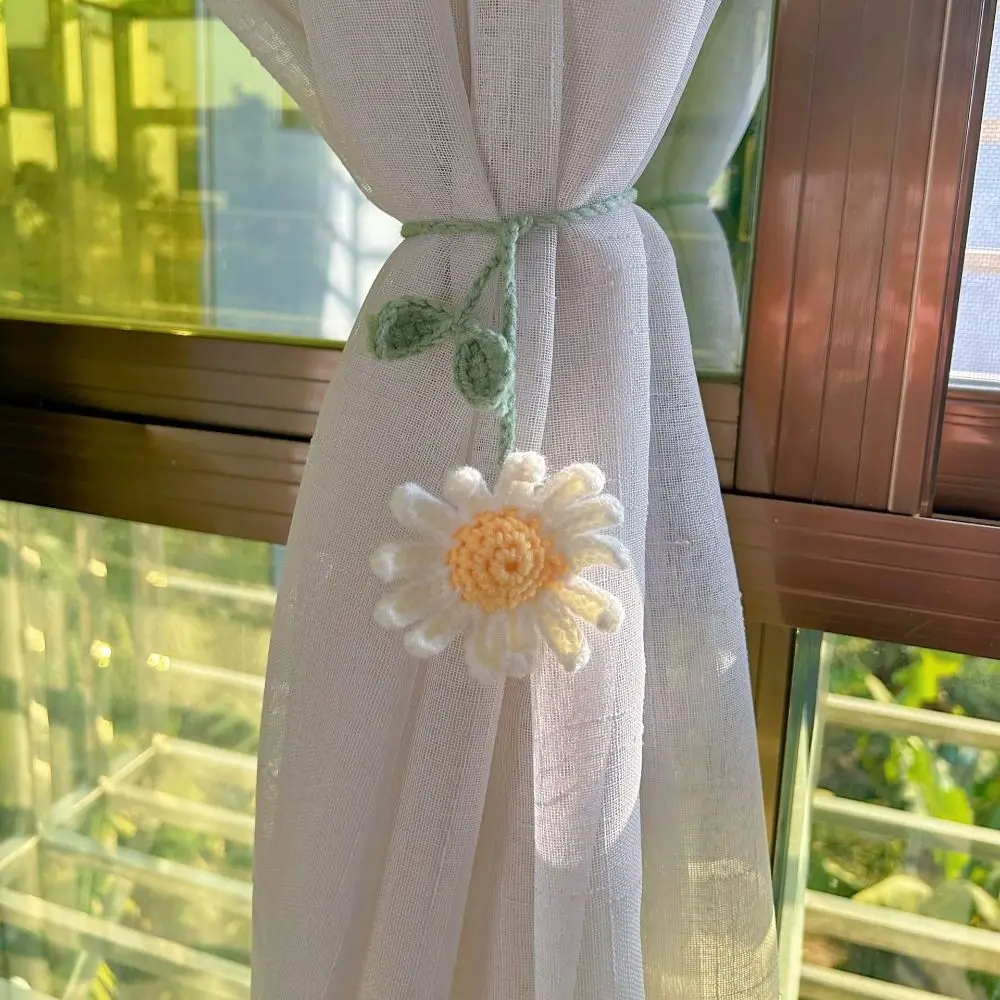 INS Handmade Knitted Bookmark Unique Belt Floral Pendants Daisy Flower Page Marker Crochet Book Marker Book Lovers floral painting bookmark,bookmark page holder,bookmark holder,retro flower bookmark,crochet bookmark
