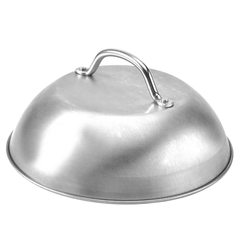 

3X Stainless Steel Steak Cover Thicken Western Restaurant Western Food Cover Hand Handle Steak Cover Hemispherical Cover