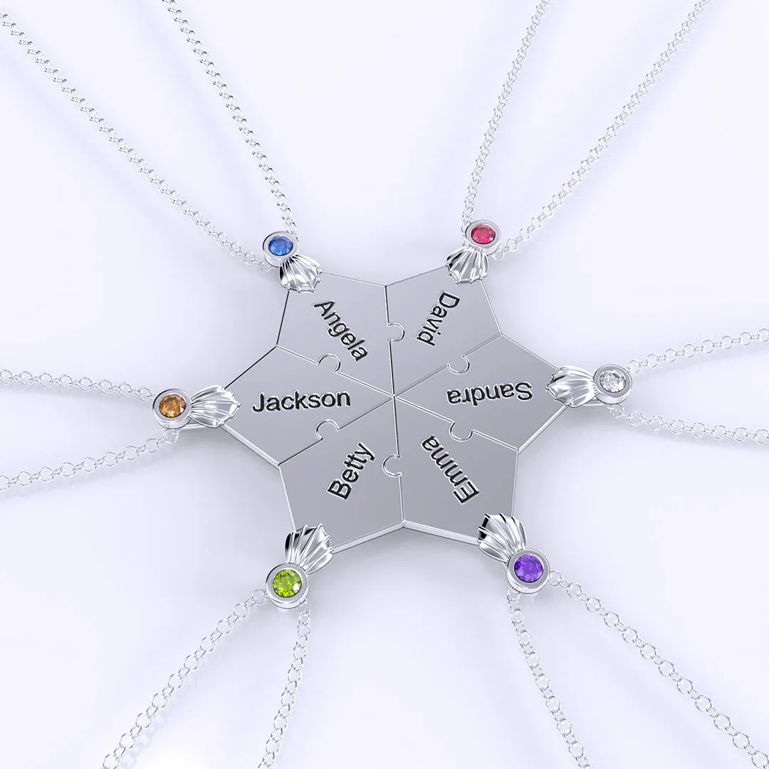 Personalized Family Names Puzzles Necklace  Birth Stone Necklace Stainless Steel Necklace Gift for Mom Dad Fathers Day Gift children s crossing river stone training children balance coordination skills toys stap stones stacking family game toys gifts