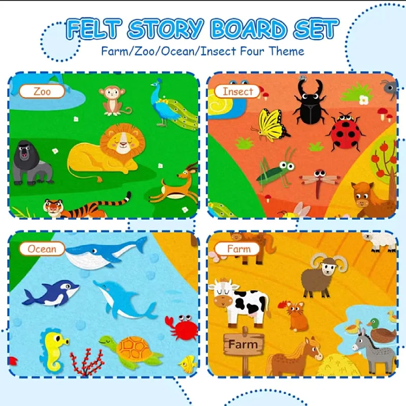 Felt Busy Board Montessori Toy for Kids Interactive Learning