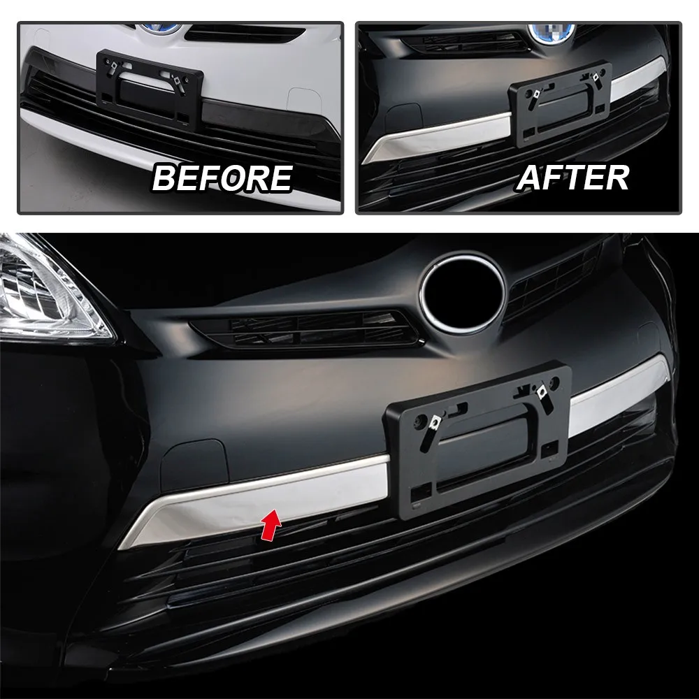 Stainless Steel Front NO. Plate Molding Trim for Toyota Prius ZVW30 2012-2015 Car Styling Accessories Front License Plate Trim