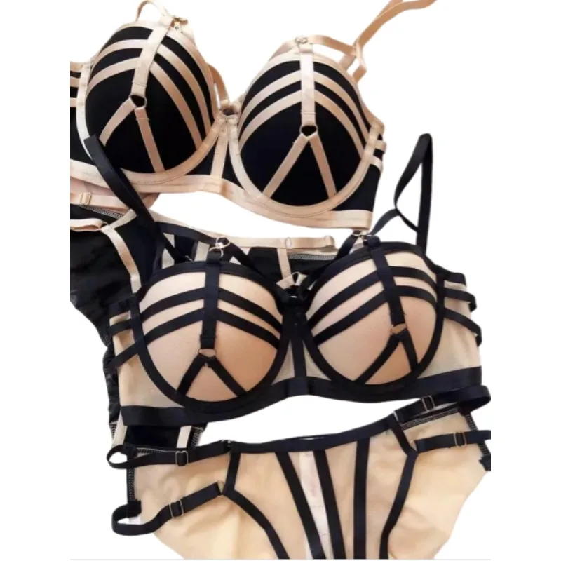 Ensemble de soutien-gorge push-up à lacets sur le devant, rehausseur de poitrine pour petites poitrines, soutien-gorge sexy en dentelle anti-affaissement et ensemble de culotte string YUQI, soutien-gorge sexy