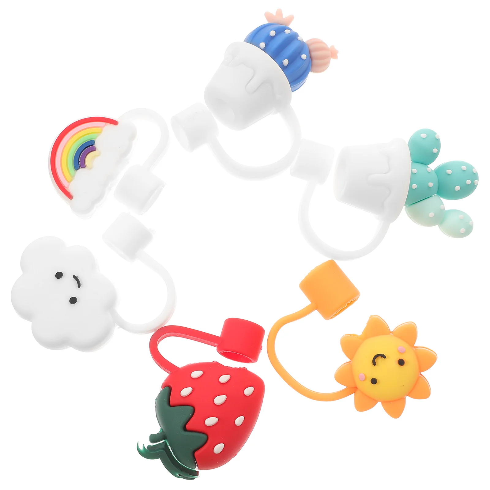 

6 Pcs Silicone Straw Stopper Strawberry Straws Caps for Reusable Hat Tip Covers Tips Silica Gel Lid