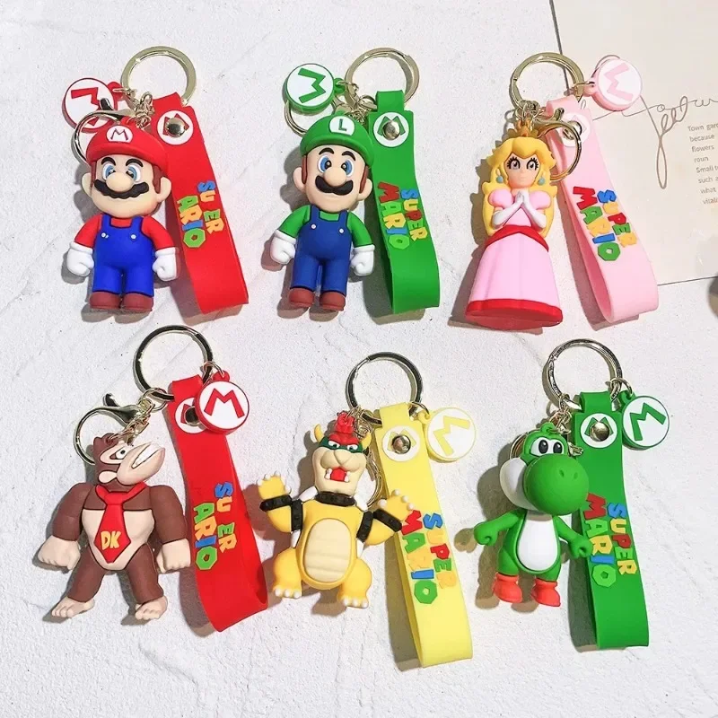 thumbnail image 2 of Llavero de dibujos animados en 3D de Super Mario, Mario Bros, Luigi, Toad, Yoshi, Bowser, figura de acción, modelo de PVC, bolsa de dibujos animados, muñeco colgante, juguetes, regalos, 2 of 5