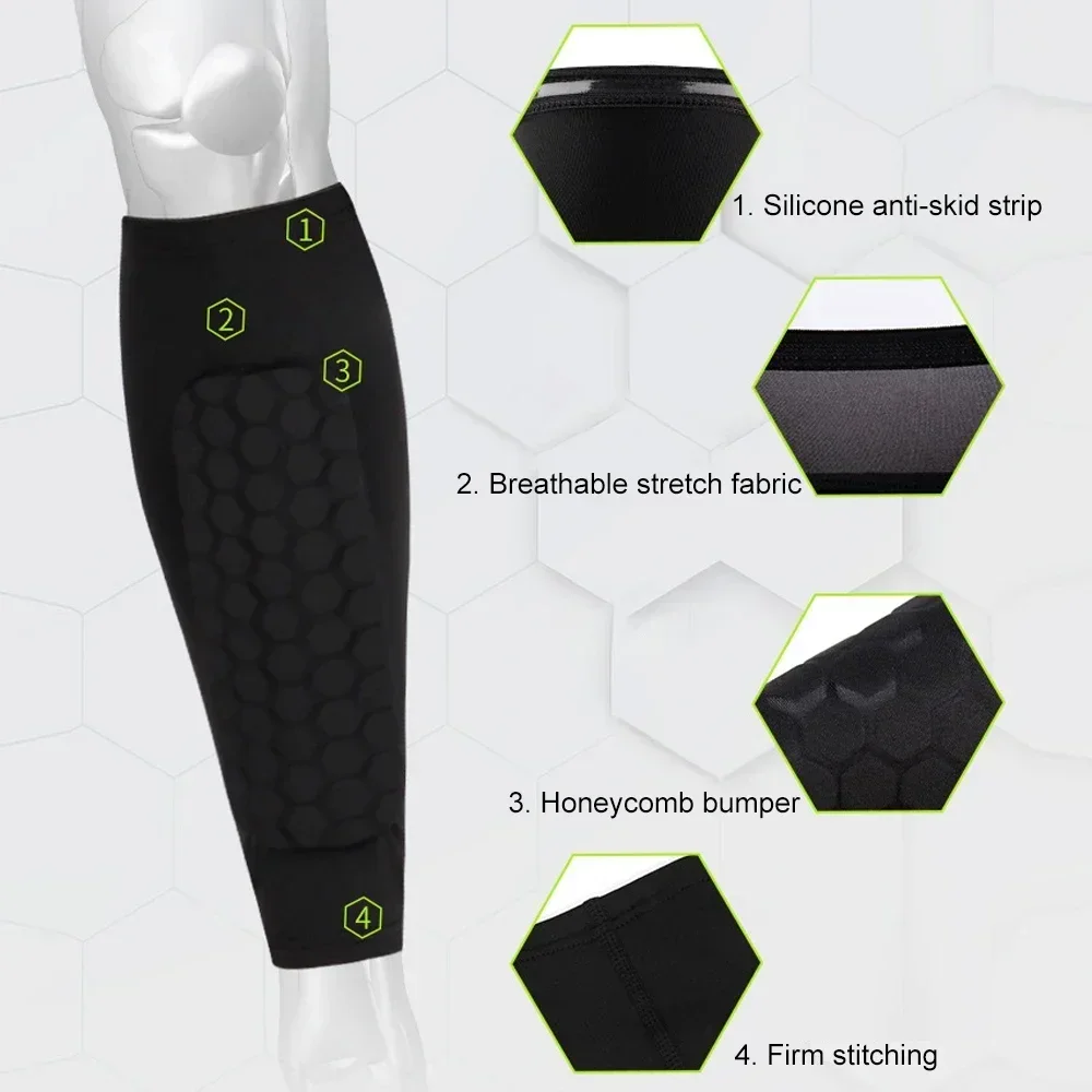 Soccer Shin Guards Shin Pads for Kids Youth Adult Calf Compression Sleeve with Honeycomb Pads Support for Splint Football