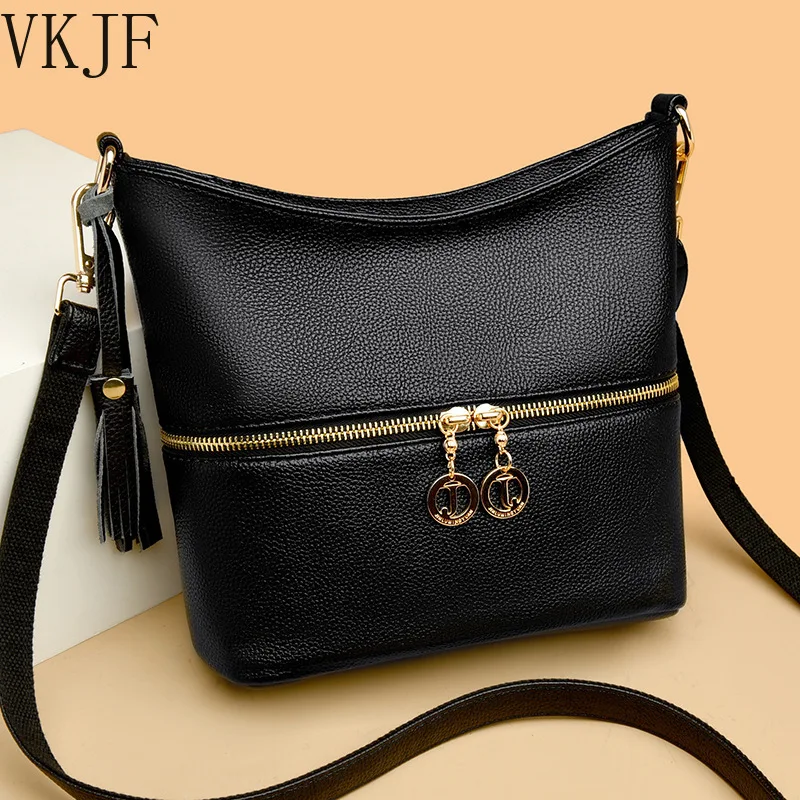 

2023 High Quality Solid Color Genuine Leather Shoulder Crossbody Bag For Women New Genuine Leather Designer Ladies Shoulder Bag