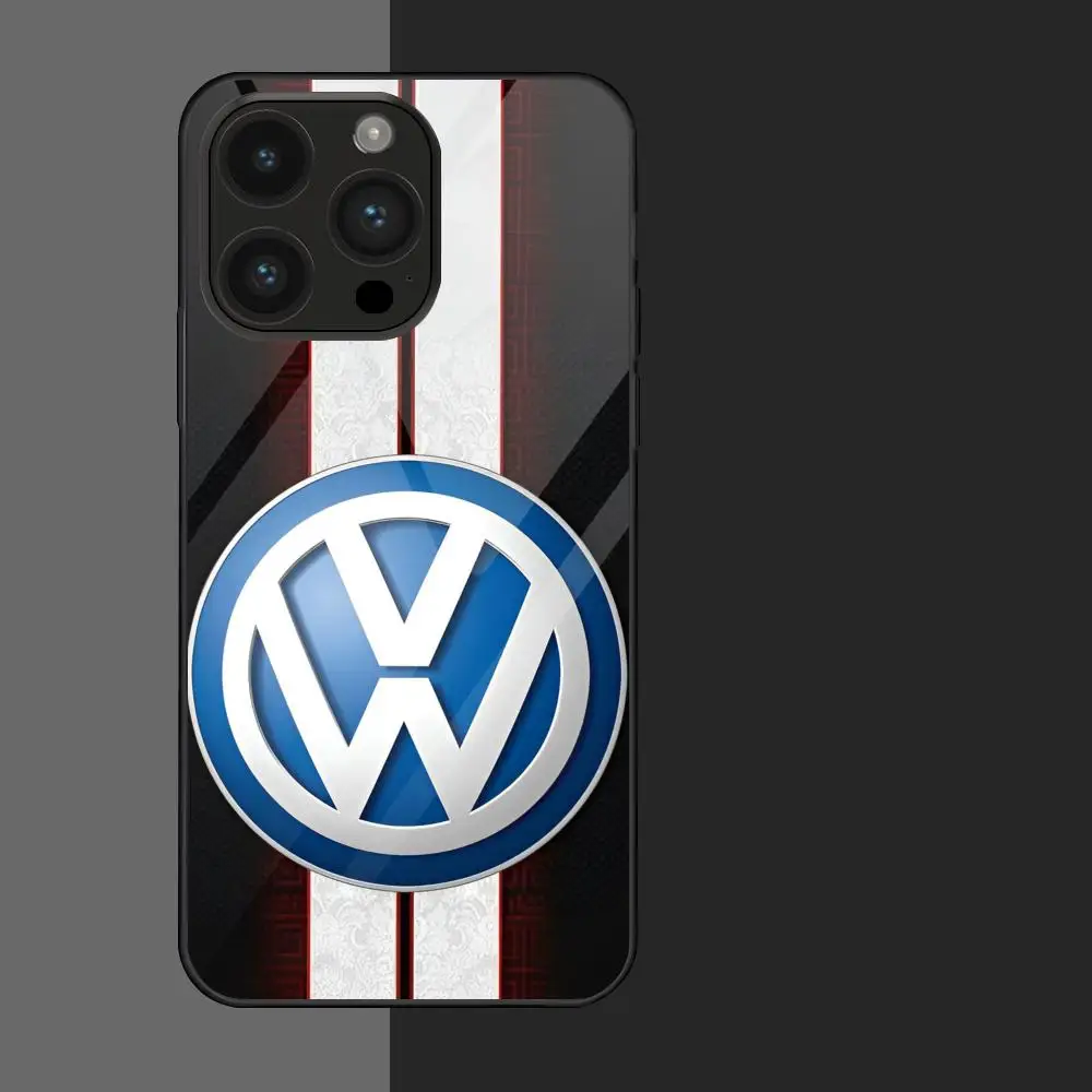 The Car V-VolkswagenES MAISTO Mouse Pad Glass Phone Case For Iphone 16 15 14 13 11 12 Pro Max Xr X Xs 8 7 Plus