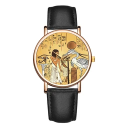 Simple Women's Leather Wristwatch Cool Stuff Watches Egyptian Fresco Painting Female Watches Waterproof Wristwatches