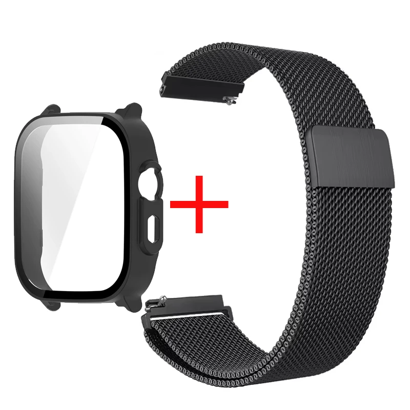 Milanese Loop Metal Bracelet & Tempered Glass Screen Protector Set