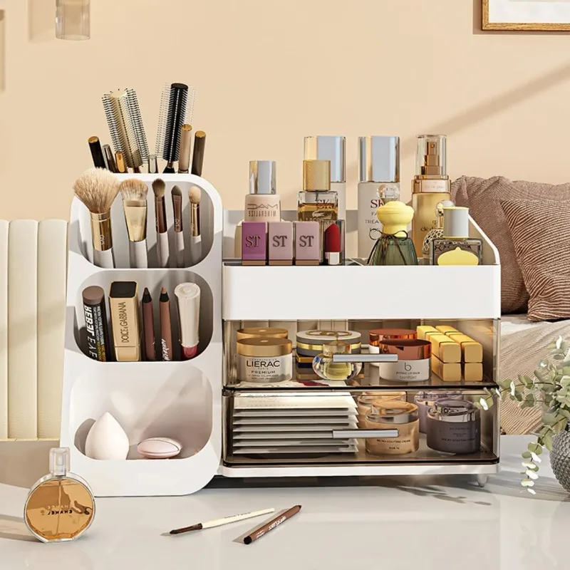 Makeup Organizer with Drawers,Large Capacity Countertop Organizer for Vanity,Bathroom and Bedroom Desk Cosmetics Organizer 5