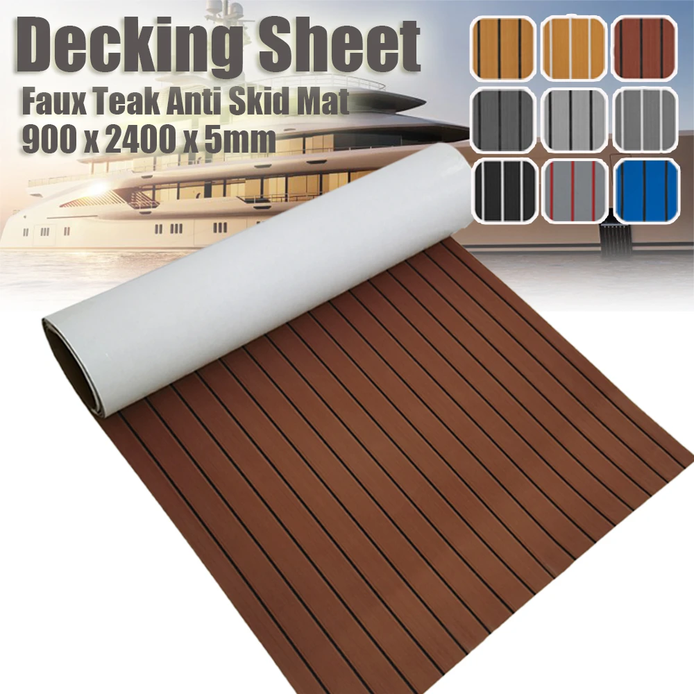 900x2400x5mm Eva Foam Faux Teak Flooring Decking Sheet Nonskid Self