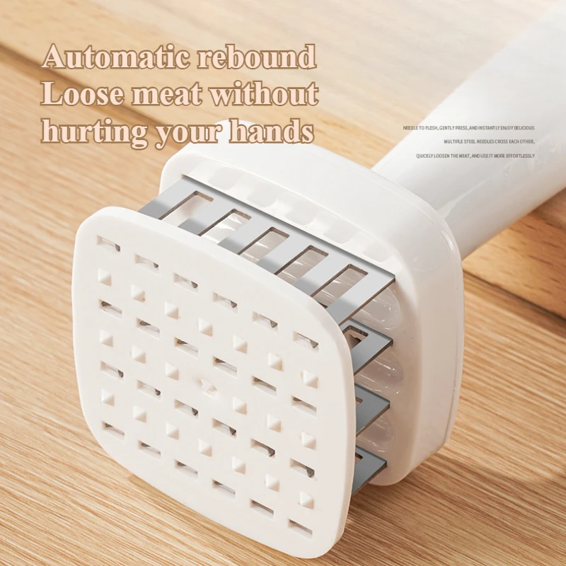 Kitchen Meat Hammer Steak & Chicken Hammer 430 Stainless Steel Auto Rebound Loose Meat Needle Full Flavor Steak Making Tools