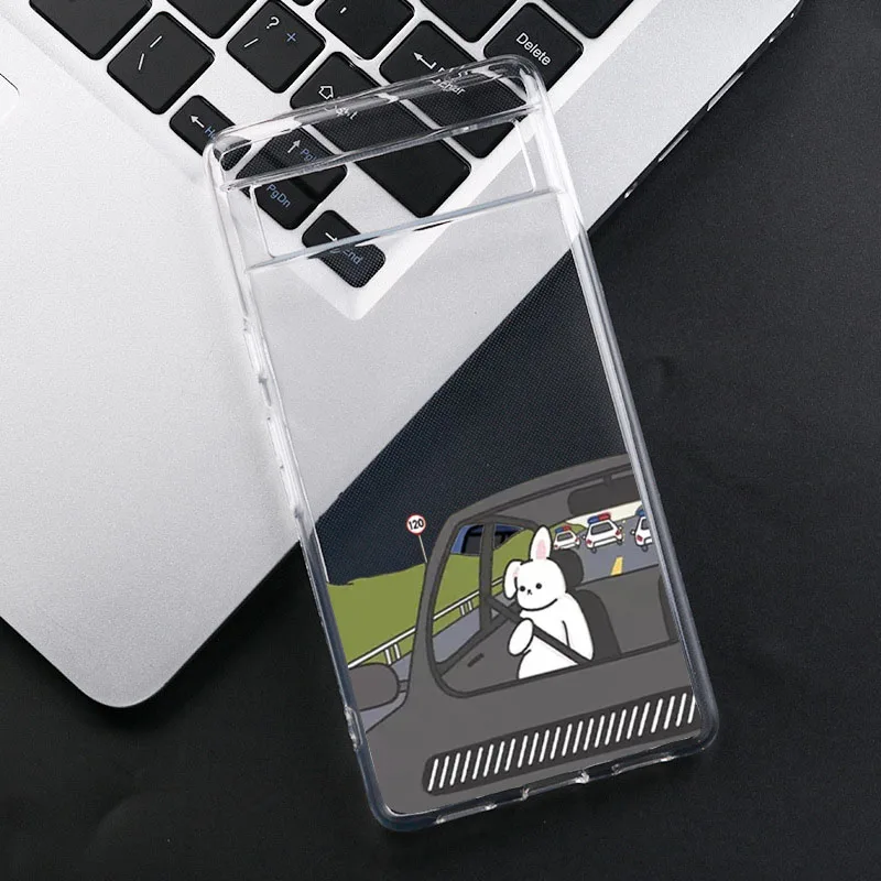 Clear Transparent TPU Phone Case with Funny Cartoon Dog Design