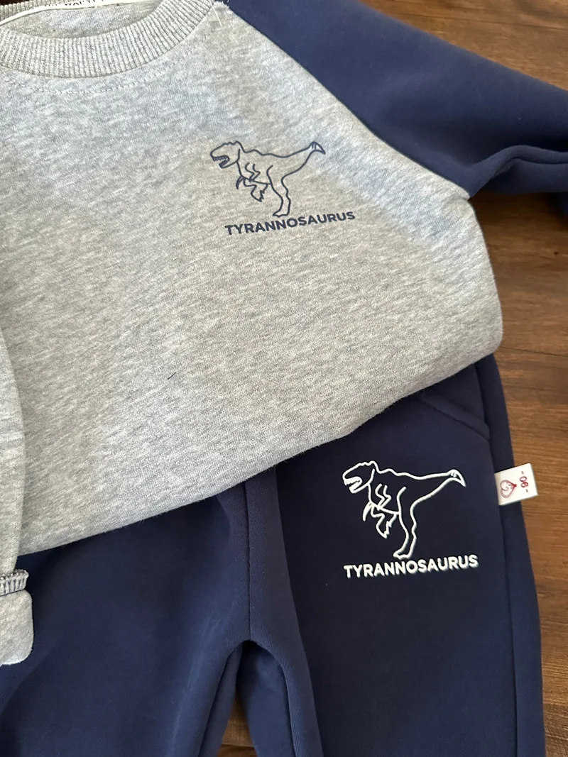 Kids Hoodie Set O Neck Full Length Pants Track Suit