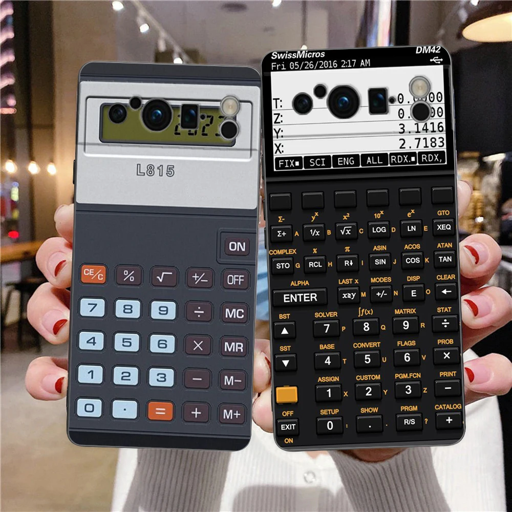 Vintage Calculator Design Shockproof TPU Phone Case - Soft Black Cover