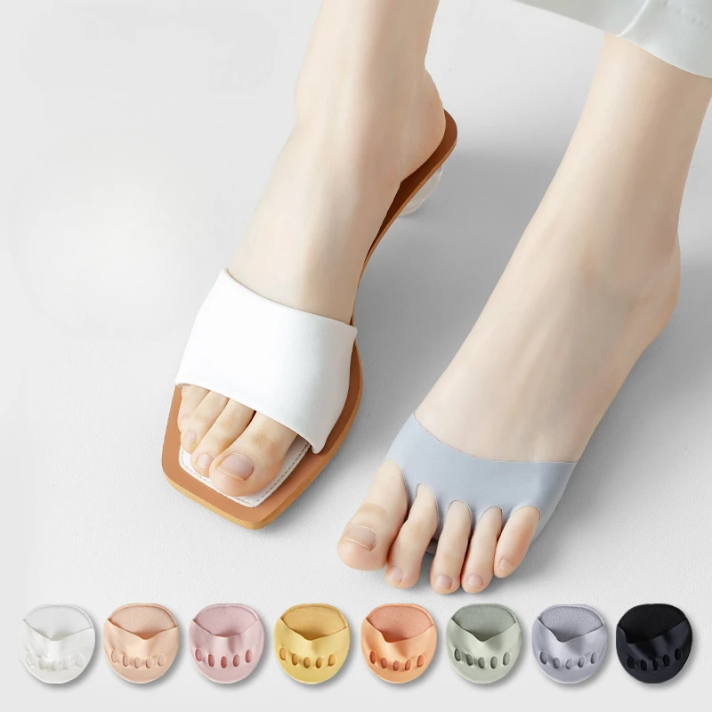 Five Toes Forefoot Pads for Women High Heels Invisible No Show Socks Toeless Half Insoles Women Summer Low Cut Ankle Boat Socks