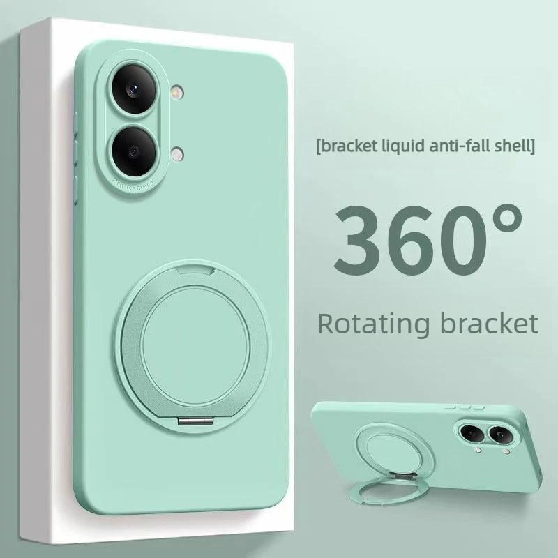 Stylish Liquid Silicone Phone Case with 360° Rotatable Bracket