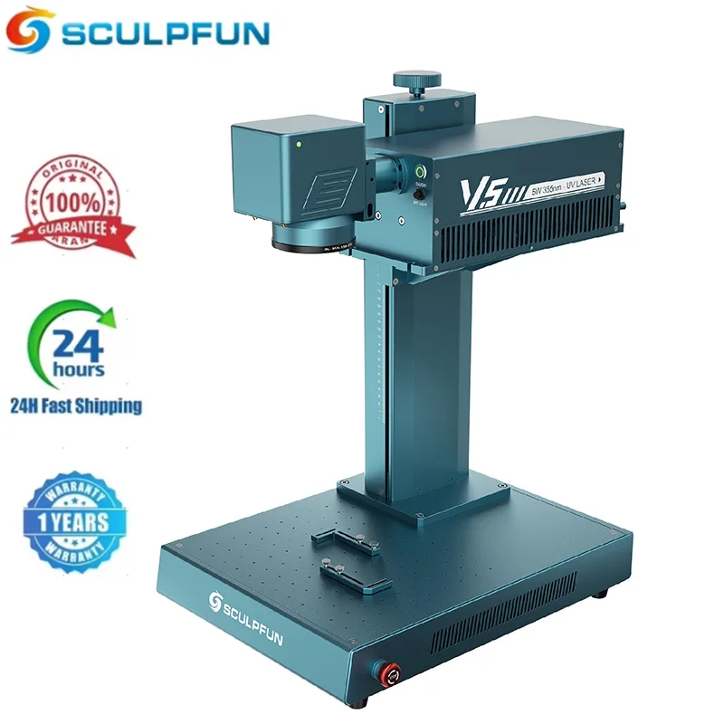 Sculpfun V5 5W UV Laser Engraver مع رفع كهربائي وعدستين (150/70 مم)، LightBurn متوافق مع جميع المواد تقريبًا