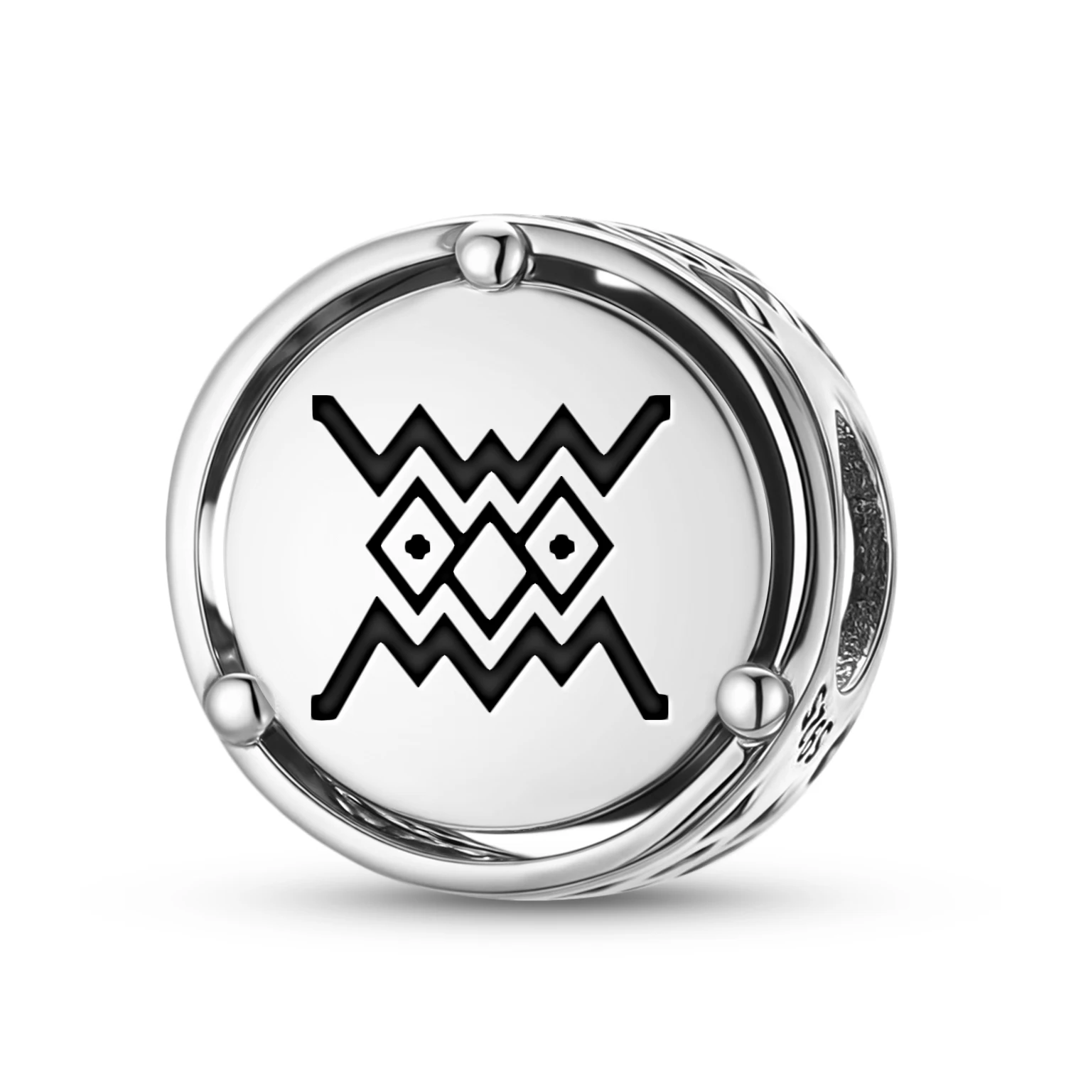 Mapuche Nge-Charm aus 925er-Sterlingsilber mit Symbol, passend für Original-Armbänder, DIY-Schmuck, Zubehör, Familienperle
