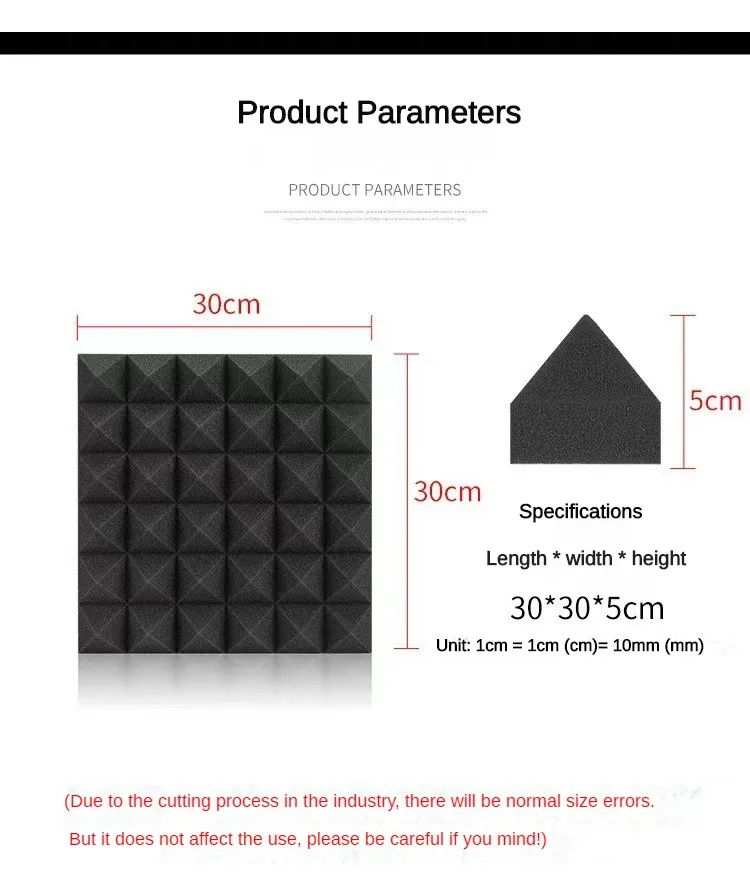 30cm*30cm*5cm Acoustic Foam Panels Soundproof Foam Wall Panels Studio Soundproofing Wall KTV Room Sound Proof