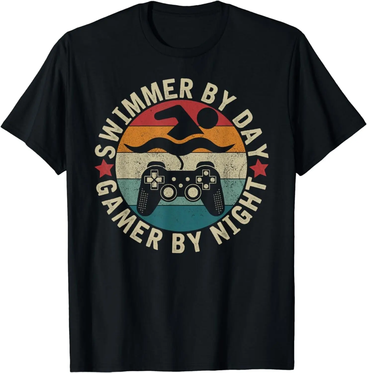 

Забавная игровая футболка унисекс Swimmer By Day Gamer By Night Swimming
