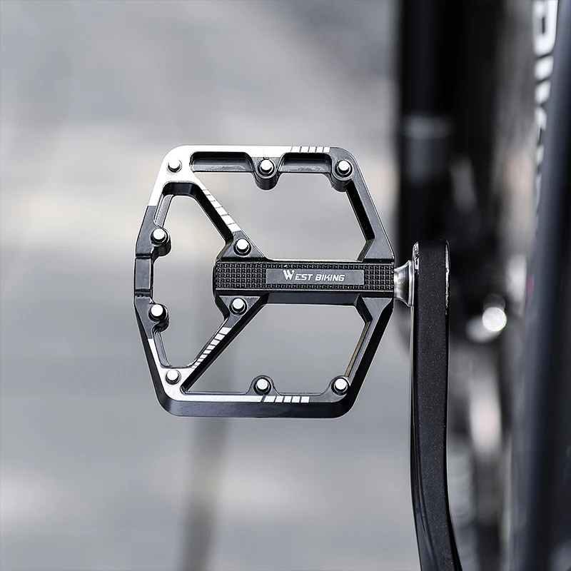 WEST BIKING Bicycle Pedals Sealed DU Bearing Nonslip Pedal Mountain Road Bike Cycling Alloy Platform MTB Pedal Cycling Parts