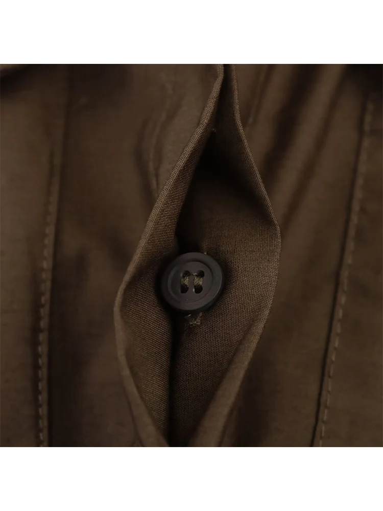 Women's New Lapel Midi Shirt Dress Long Sleeve Solid Waist Lace Up Dress Single-breasted Casual Pocket Dress Elegant Party Wear