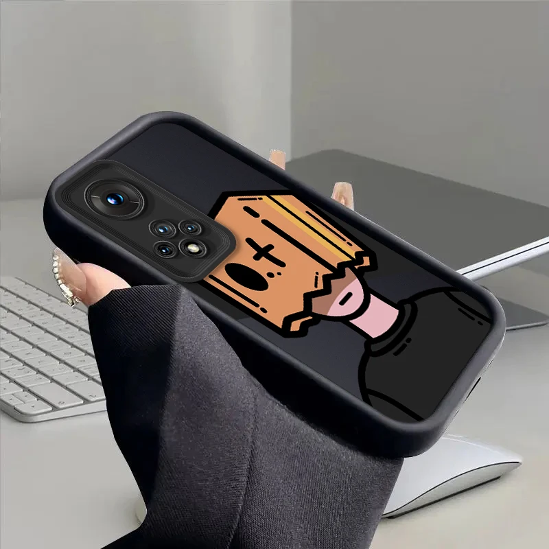 Cartoon Box Man Silicone Square Phone Case