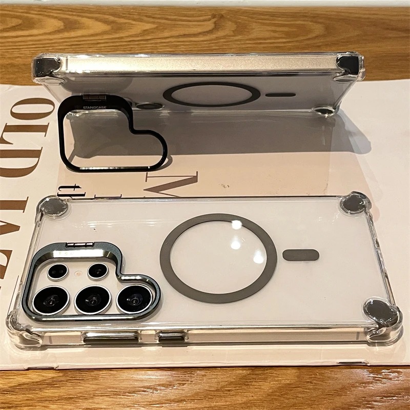Clear Camera Lens Stand Phone Case with Magnetic Feature