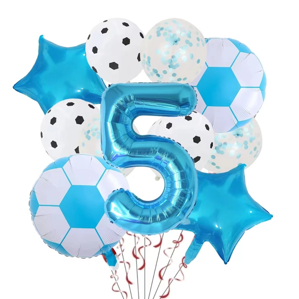 11 Stück Helium-Folienball, Fußball, 32 Zoll, Grün, Blau, Rot, Schwarz, Zahlen, Fußballballons, Kinder, Jungen, Geburtstagsparty-Dekoration – Detail 10