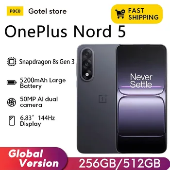 Oneplus Nord 5 Smartphone 5g Snapdragon 8S Gen 3 6.83”Amoled Display 144 Hz 5200Mah 80W Supervooc Charging 50Mp Dual Cameras